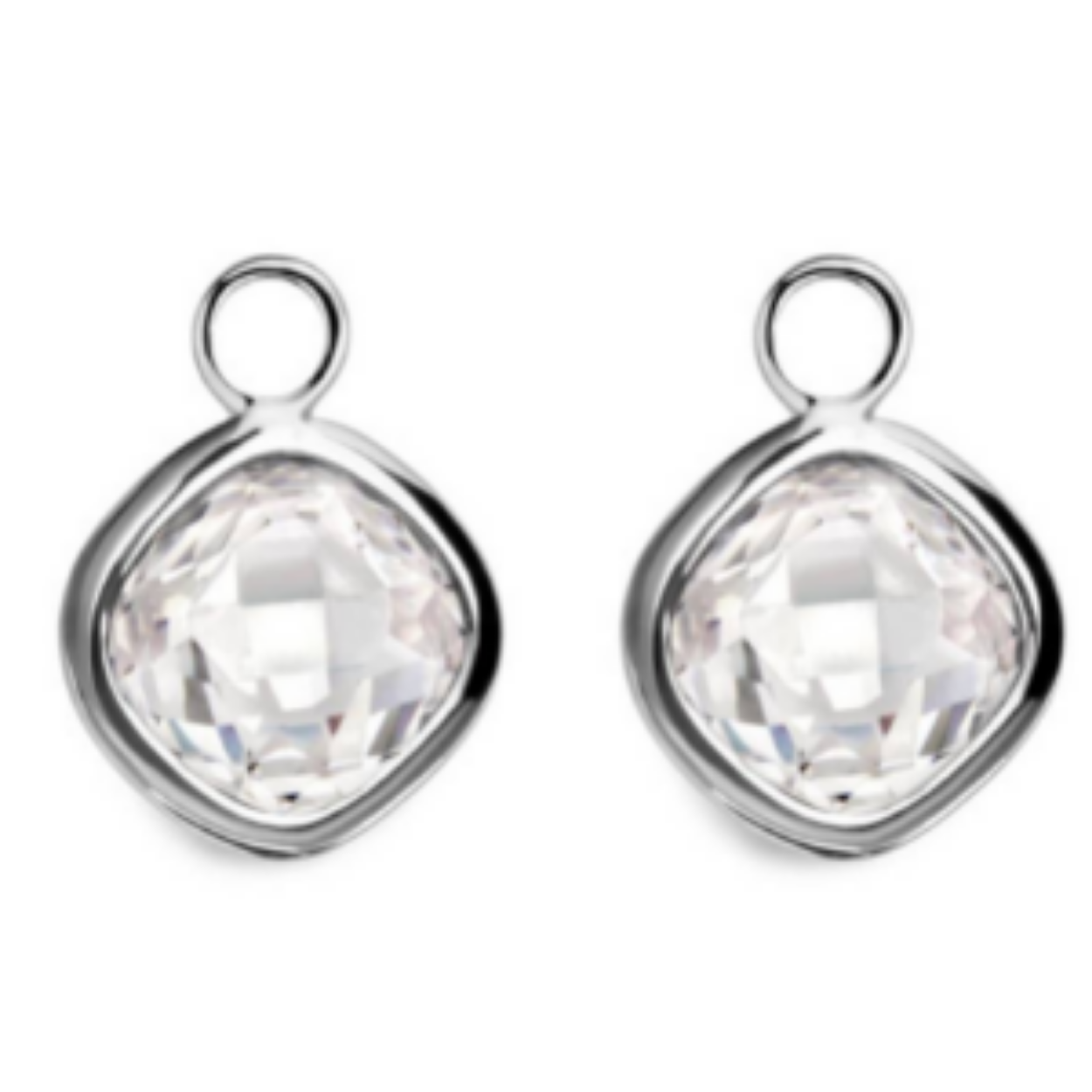 MY iMenso Creoli Quadrati pair of pendant "white CZ" 10mm faceted (925/rhod-plated)