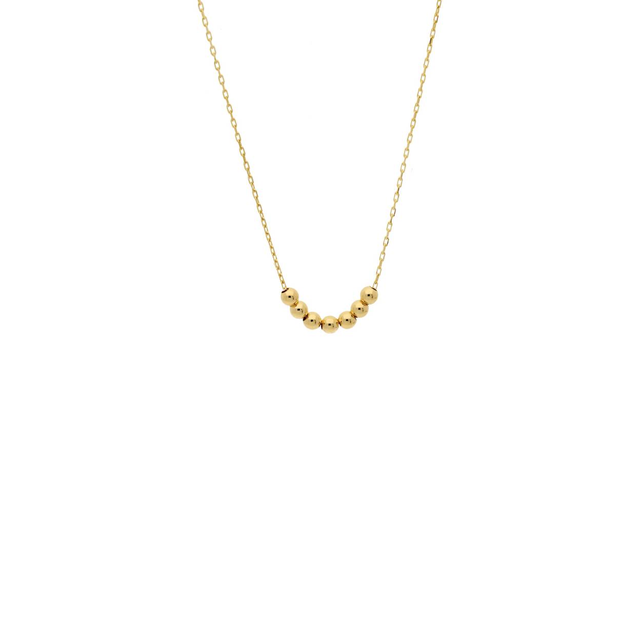 De Mini Dots Necklace is gemaakt van 14K goud. De bolletjes geven de ketting een tijdloze en moderne uitstraling. 
Materiaal: 14 Karaat - Geelgoud - 585
Lengte: verstelbaar 38 - 40 - 42cm
Artikelnummer: JKN20.084