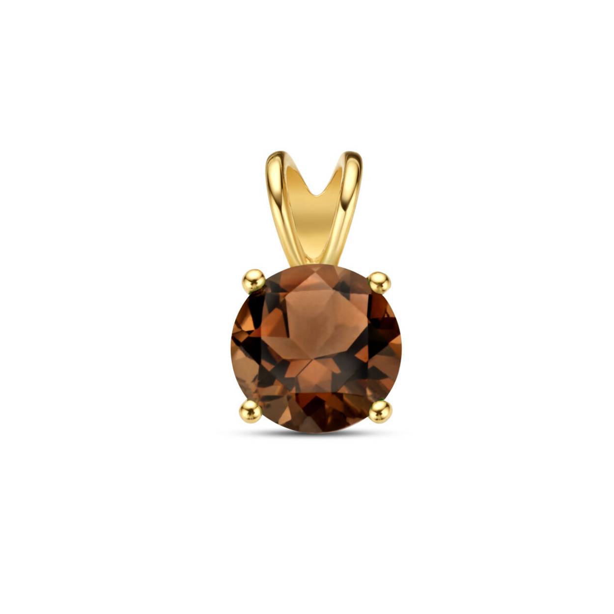 14k Geelgouden hanger uitgevoerd met rookkwarts.