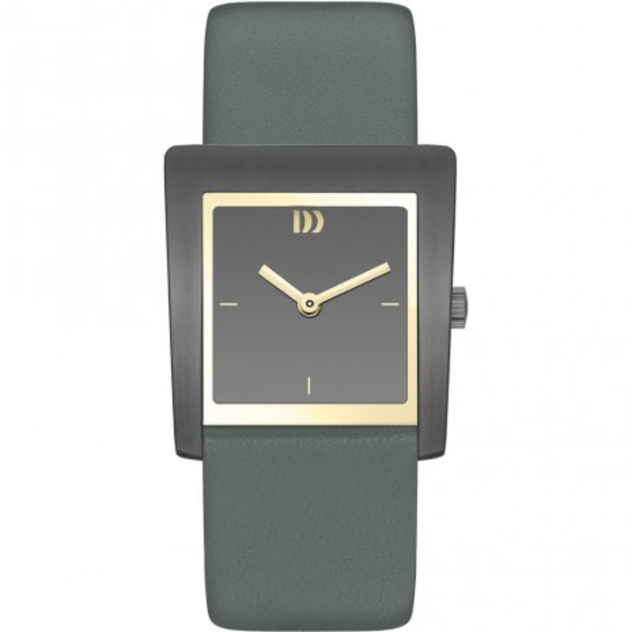 Danish design horloge Broen grijs leer/zwart