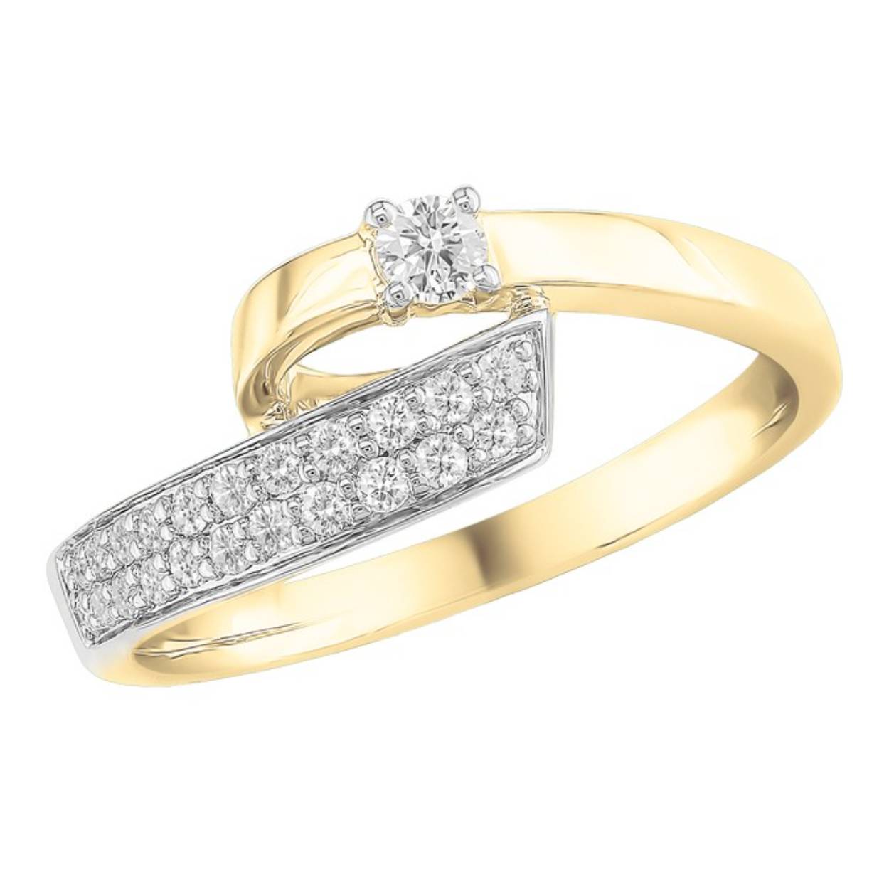 Ring geel en wit goud 18kt met diamanten.