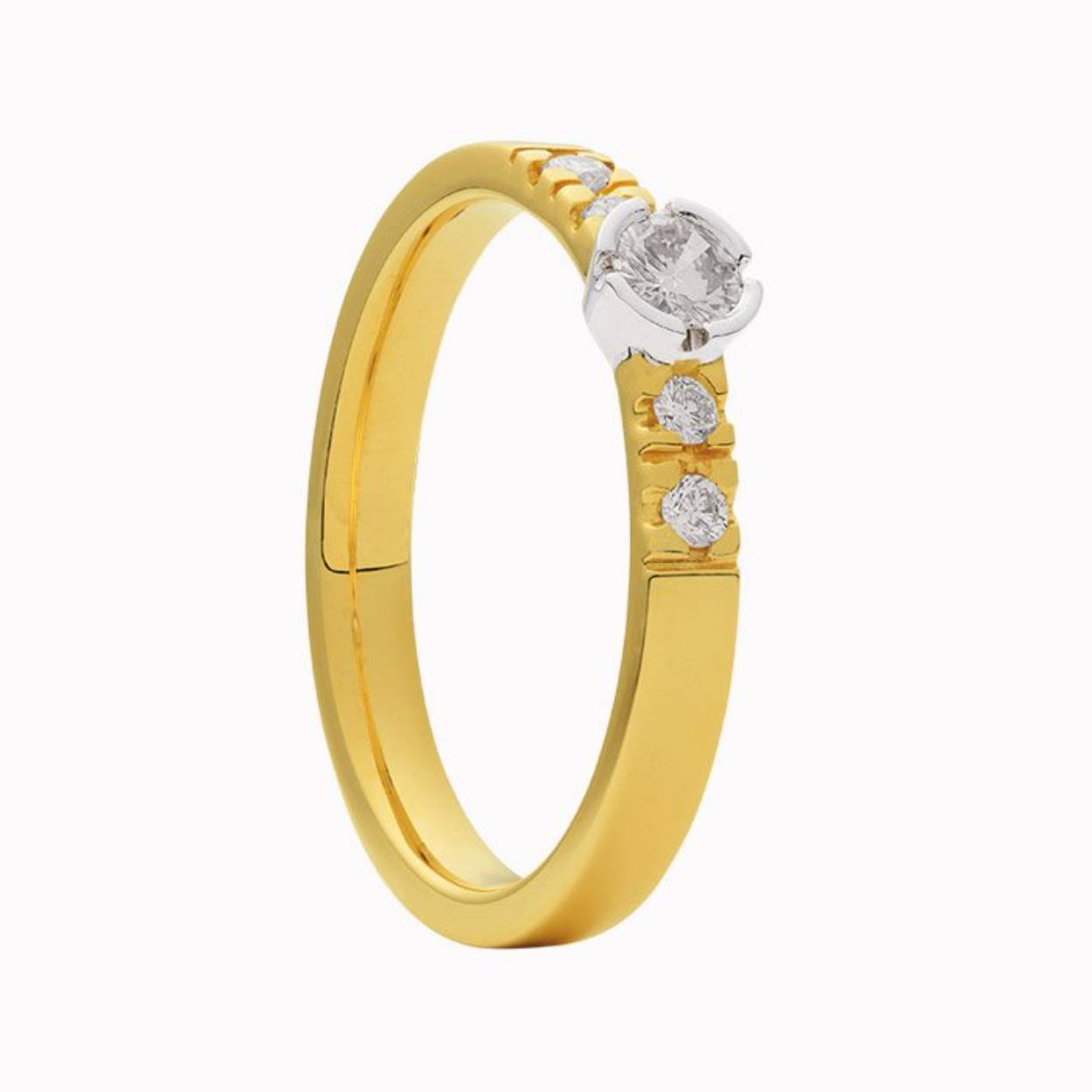 Amore23 ring met 1x 0,15 en 4x0,02=0,23 crt diamant