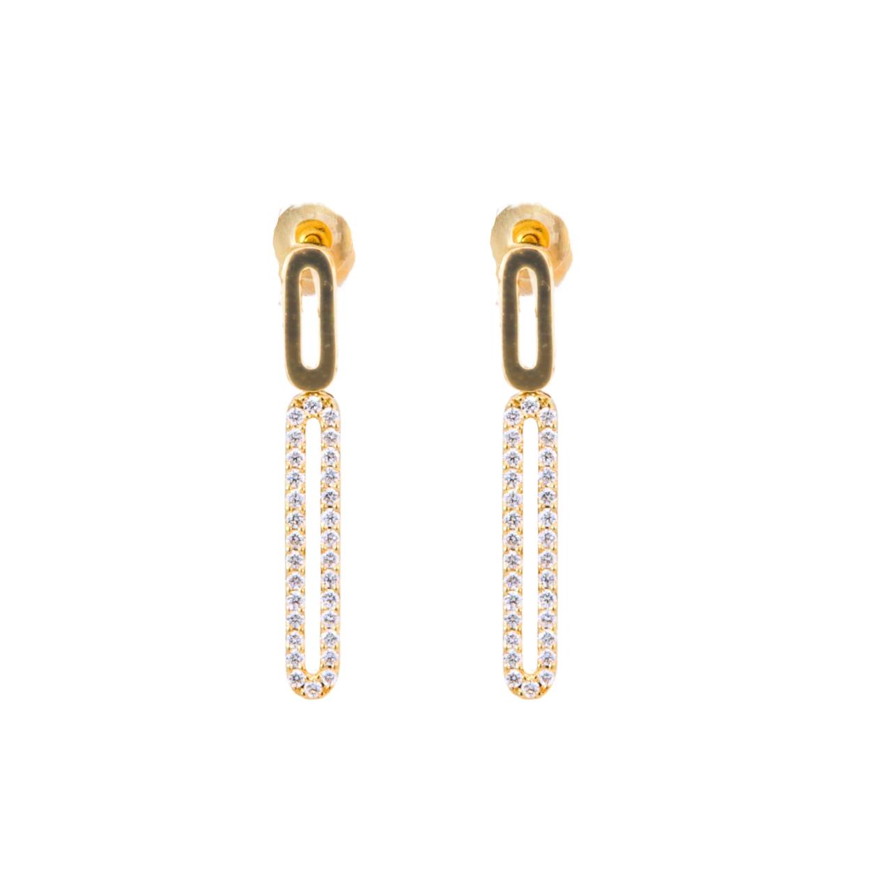 Geelgouden oorstekers met hanger 18Kt ,met diamanten 0.22ct