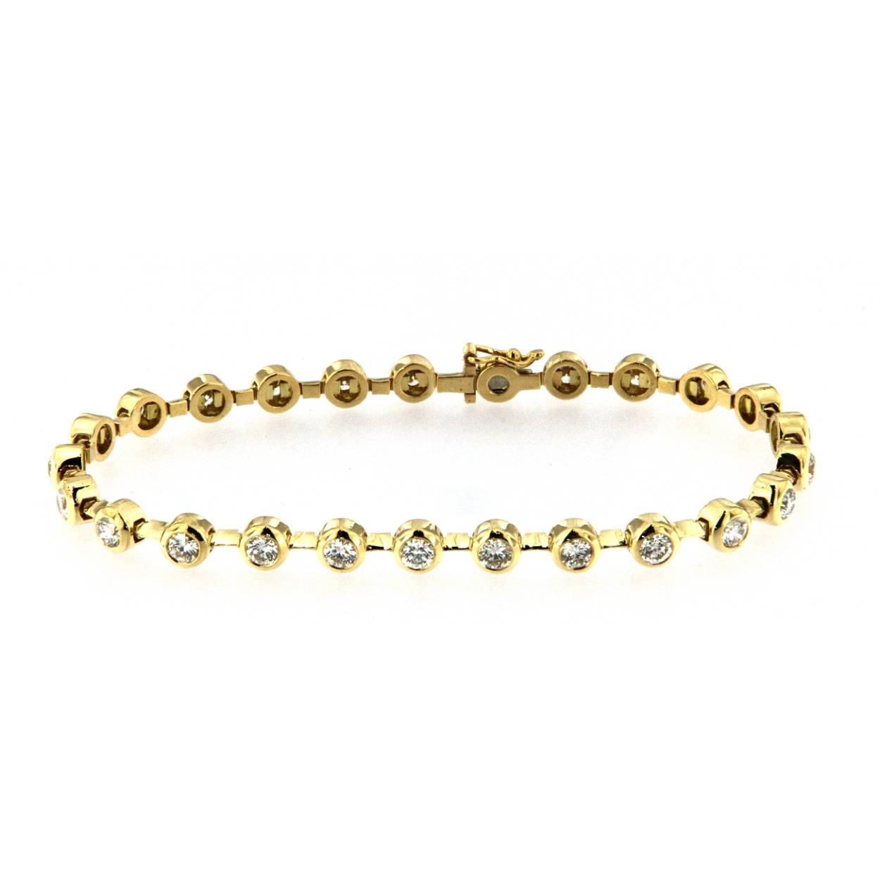 mooie zware tennisarmband in geel goud 18kt met 25 diamanten van 0.11ct (samen 2.75ct), heel mooie kwaliteit van diamant