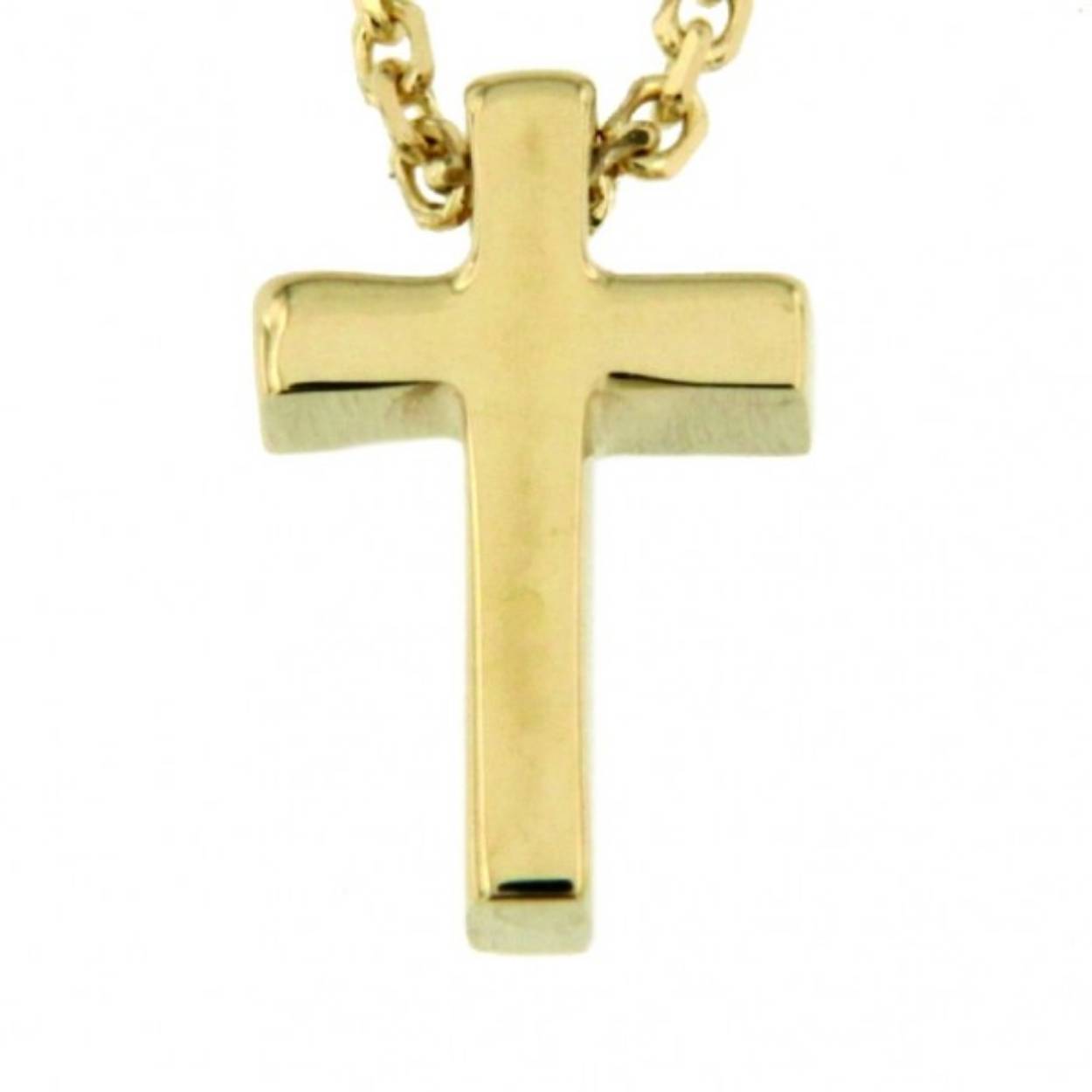14 karaat geelgouden collier (42-45cm) met kruisje (7x5mm). 