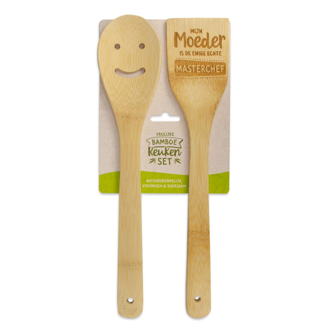 Vrolijk Bamboe keukenset. Natuurvriendelijk, Hygiënisch & Duurzaam