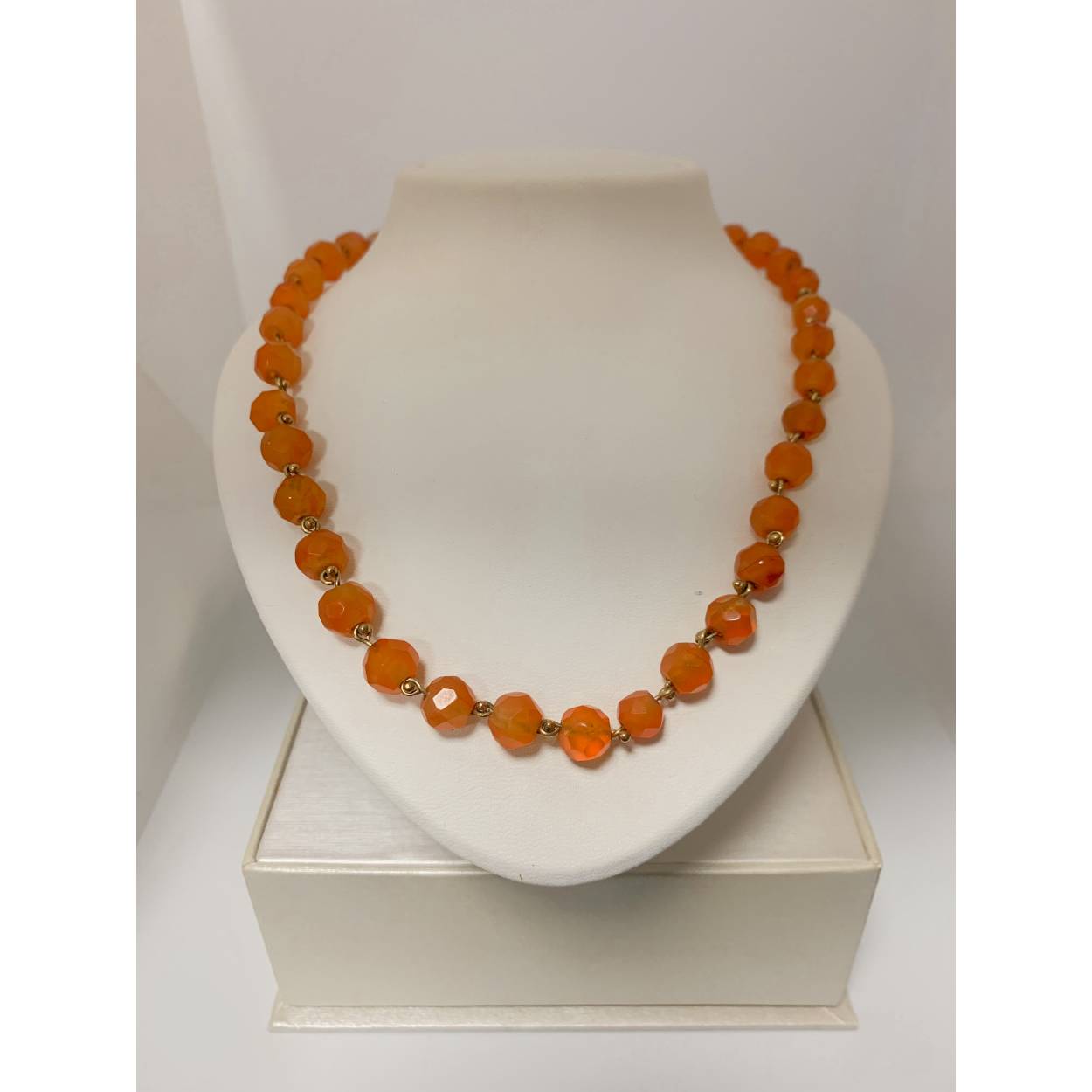 VINTAGE collier met carneool - gouden baksluiting