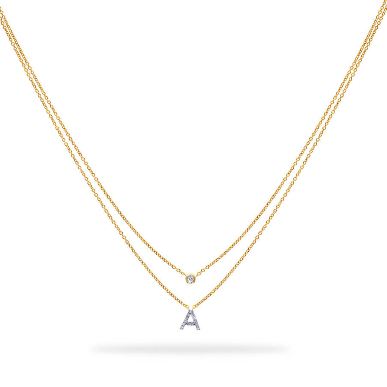 Dubbel initiaal ketting met diamanten 