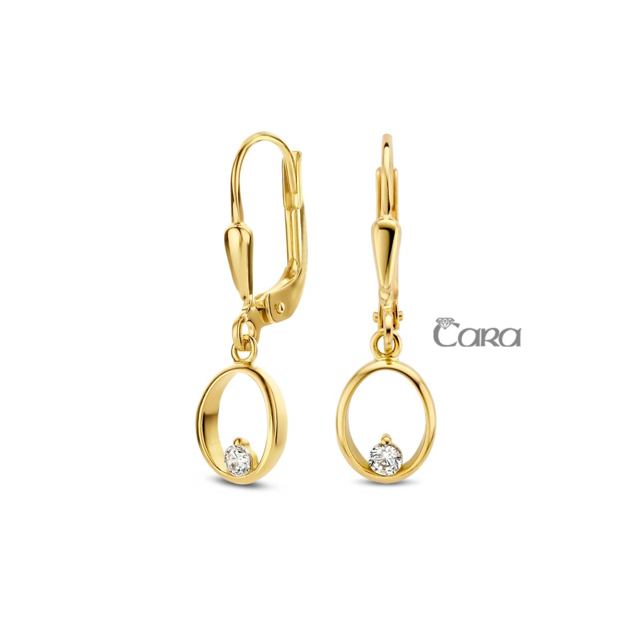 18 kt gouden oorhangers met zirkonium 
