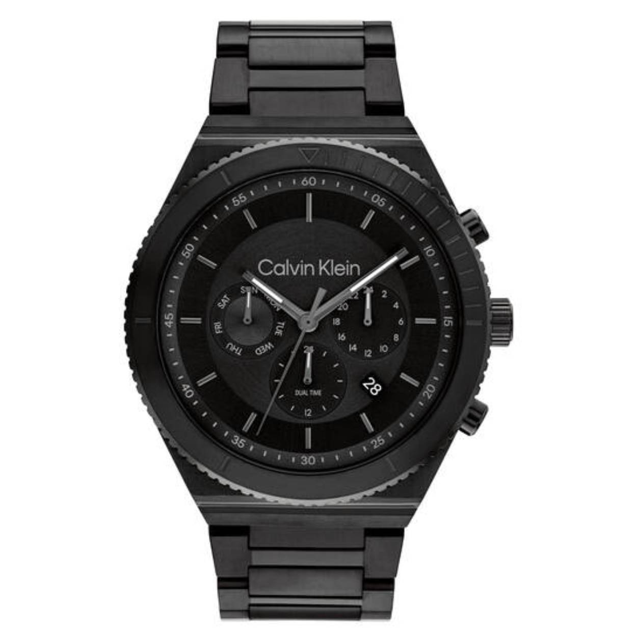 Dit Calvin Klein horloge behoort tot de Fearless collectie.
Referentienummer: 25200303

Dit zwarte horloge heeft een stalen kast en band. De gekartelde bezel zorgt ervoor dat dit horloge een extra stoere uitstraling krijgt. Het horloge is waterbestendig tot 5atm en wordt afgeschermd door mineraalglas.