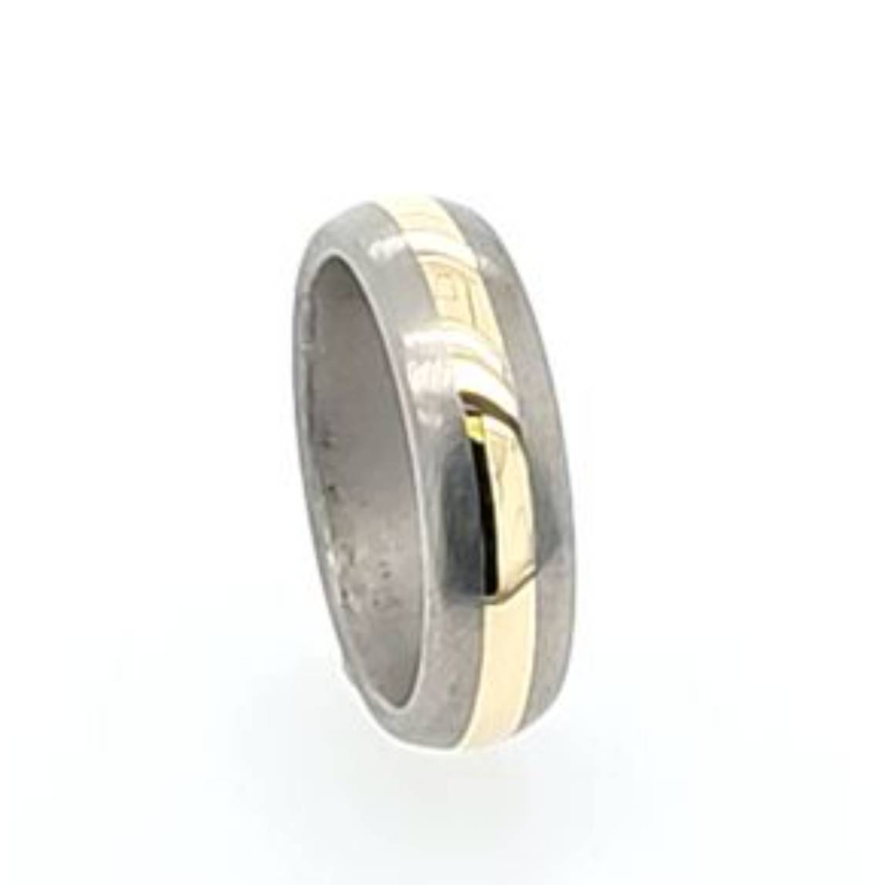 bolle titanium ring met gouden baan