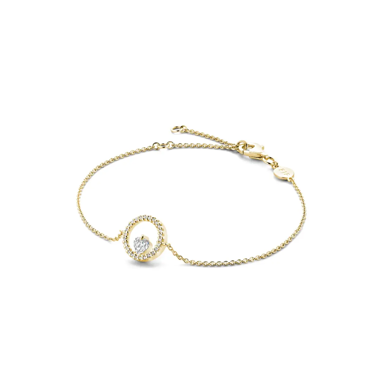 FJF Icon Heart Pavé armband gold plated