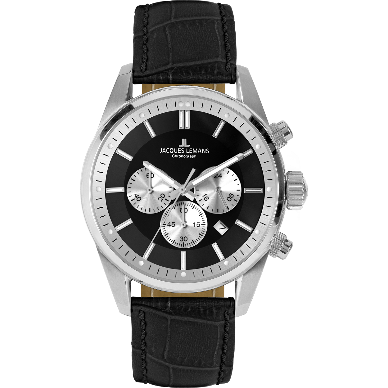 Dit  heren horloge is van het merk JACQUES LEMANS. Het is een horloge met een band gemaakt van lederen. De diameter van de kast is 42 mm.