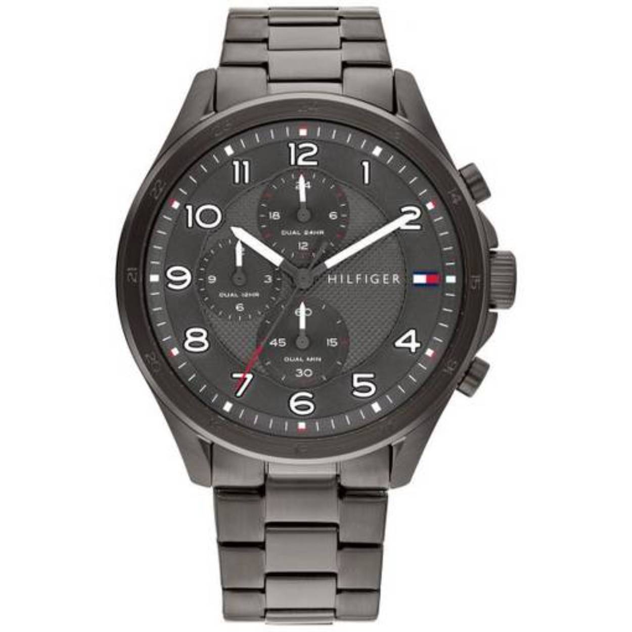 Prachtige Tommy Hilfiger horloge van de "Axel" serie. Mooi klassiek horloge door de index aan te geven met cijfers en daarbij geweldig gecombineerd met een moderne uitstraling door de dual functie. 
