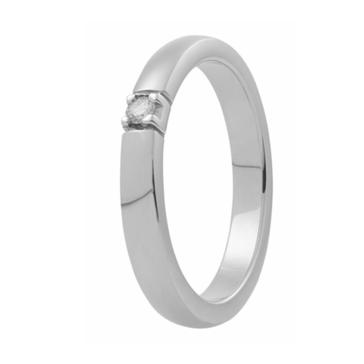 De Witgouden Eclat Ring met diamant van 0.03 karaat. Deze verfijnde ring, gemaakt van witgoud, straalt luxe uit. Perfect om solo te dragen of in combinatie met andere sieraden voor een gelaagd effect. Ideaal voor dagelijks gebruik of speciale gelegenheden. Voeg een vleugje sprankeling toe aan elke outfit.
