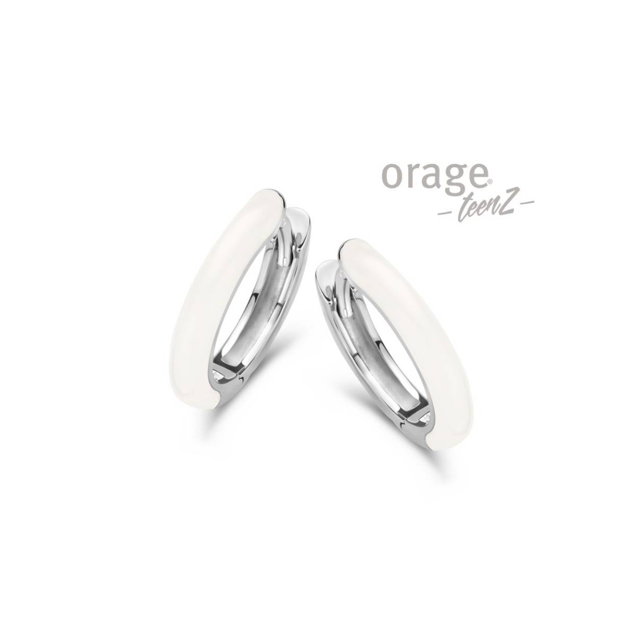 Orage Teenz creolen zilver wit