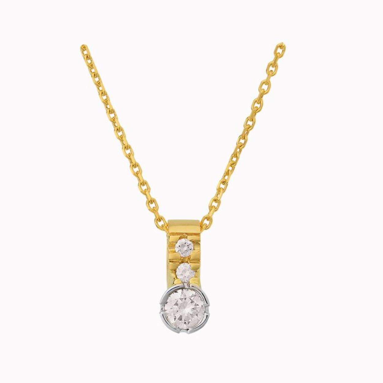 Eclat 14krt geelgouden hanger 1x0.15ct en 2x 0.025ct G/VS