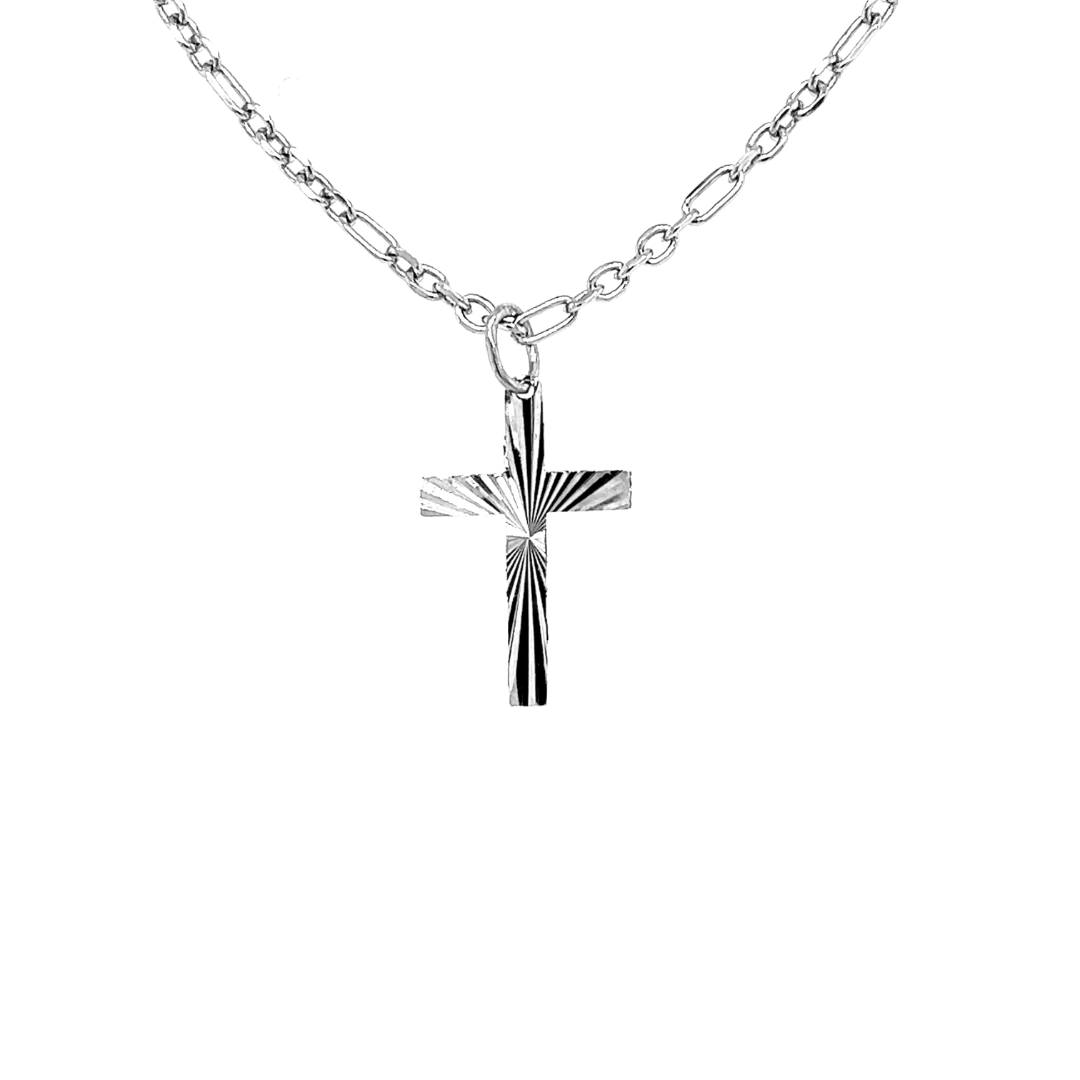 Deze witgouden kruishanger is fijn bewerkt en licht van gewicht. De bewerking is erg bijzonder en geeft deze hanger een ontzettend unieke uitstraling. De hanger is geschikt om zowel aan een ketting als aan een armband te hangen.

Note: het kettinkje hoort niet bij de hanger, deze is enkel gebruikt voor de foto.