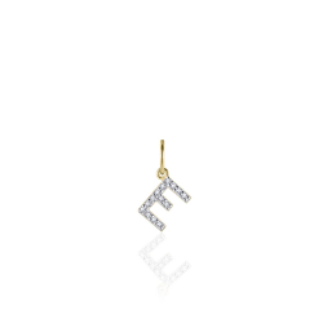 letter E | zilver goldplated | zirkonia's