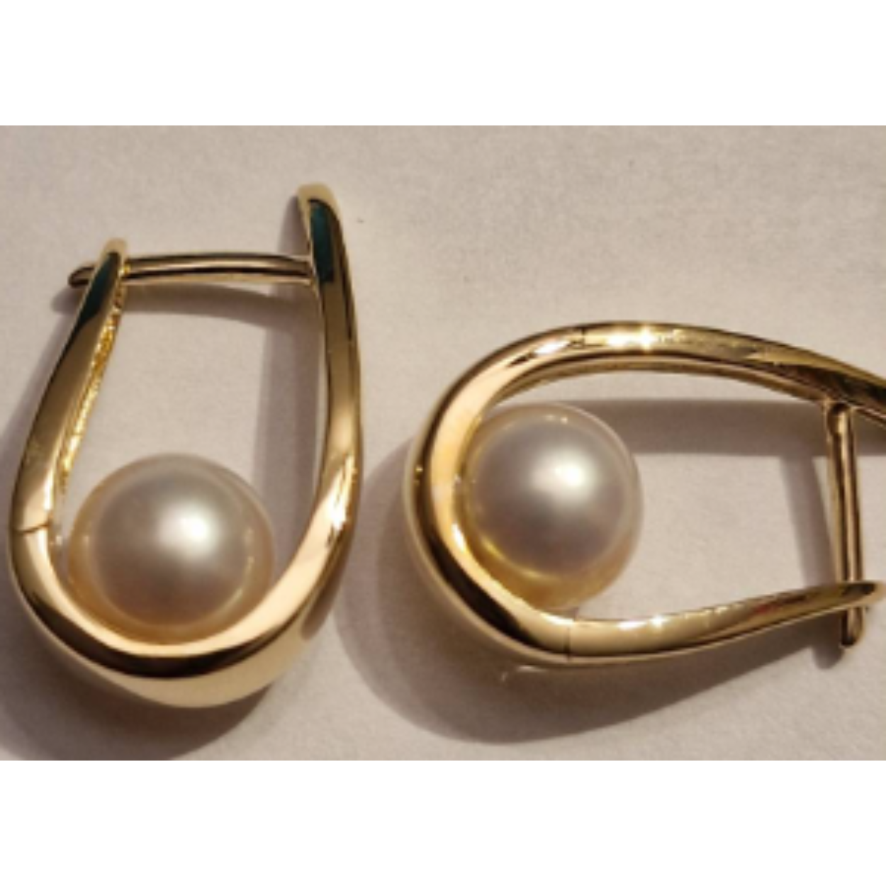 14k geelgouden klapcreool met zoetwaterparel 6.5-7mm