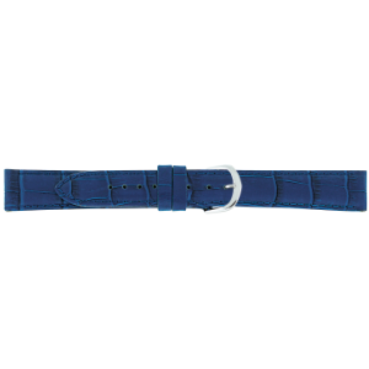 Horlogeband leer 16mm blauw XL