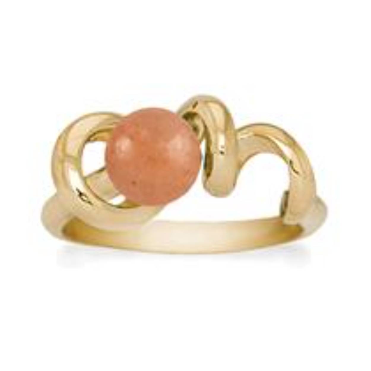 Deze prachtige geel goud vergulde zilveren ring met draaiing is versierd met een 7 mm gefacetteerde roze aventurijn.