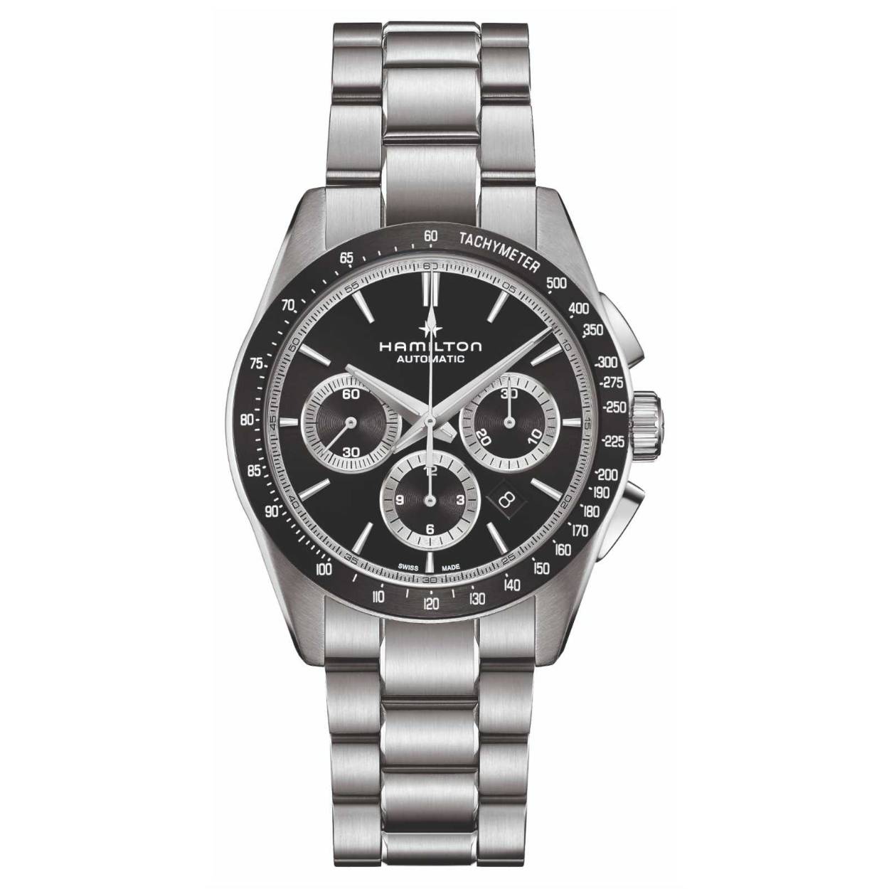 Hamilton horloge edelstaal band Jazzmaster performer automaat chrono H36606130