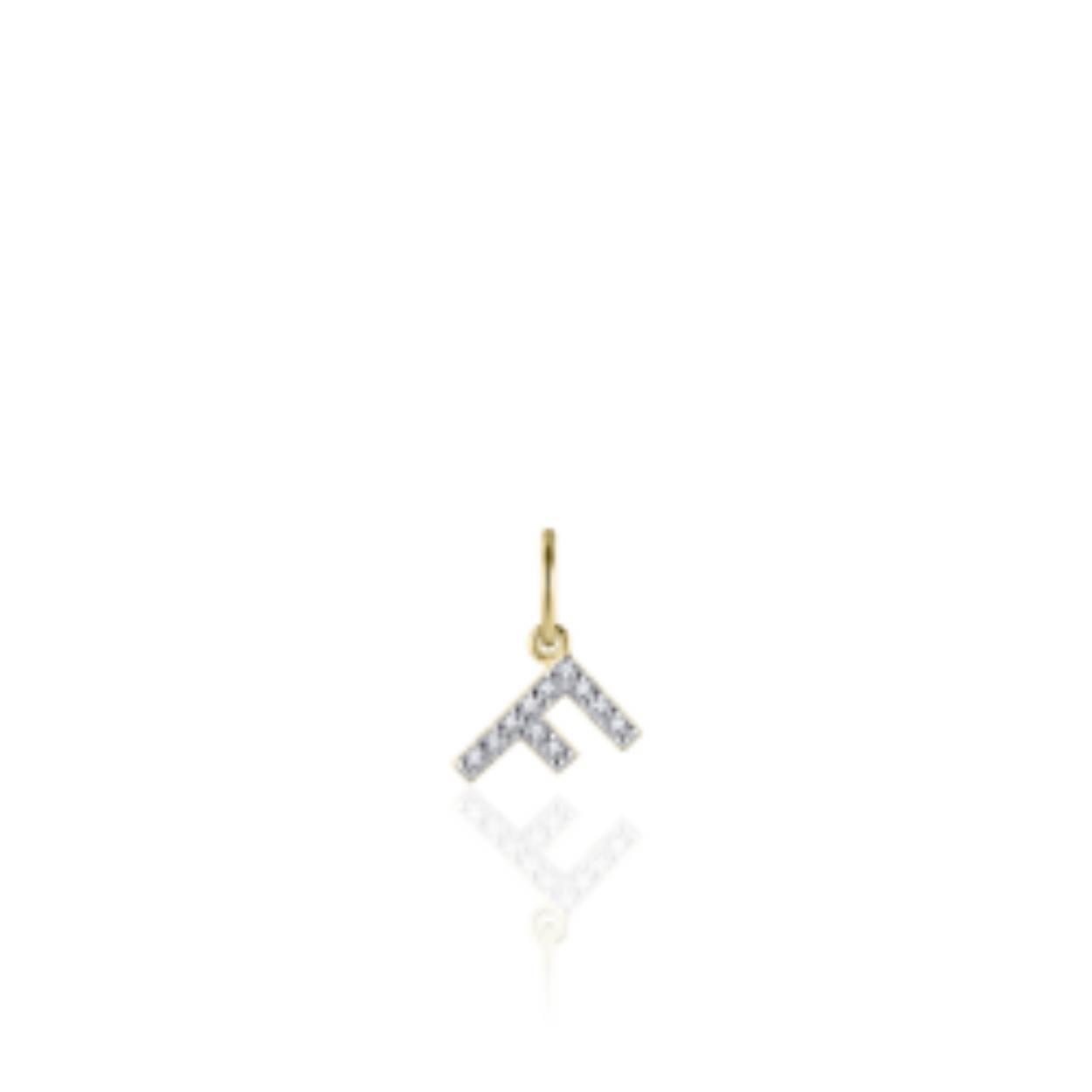 letter F | zilver goldplated | zirkonia's