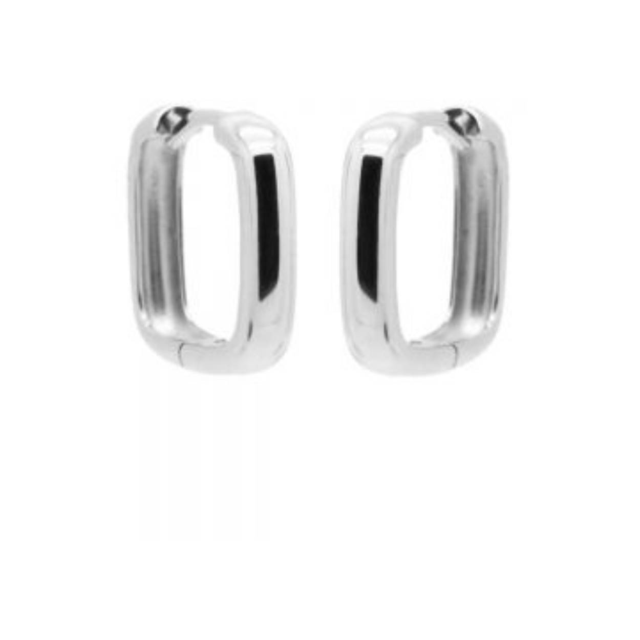 Plain Hinged Hoops Square Silver
