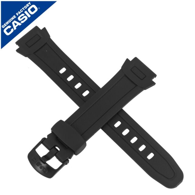 Dit Casio horlogebandje is gemaakt van kunststof en wordt aan het horloge bevestigd door middel van pushpins. De band heeft een breedte van 24.0 mm en wordt gesloten door middel van een gesp. De band heeft geen rechte aanzet wat betekent dat deze band alleen geschikt is voor de horloges die hieronder worden vermeld.

Originele band voor: Casio Sport W-756-1AVES horloge