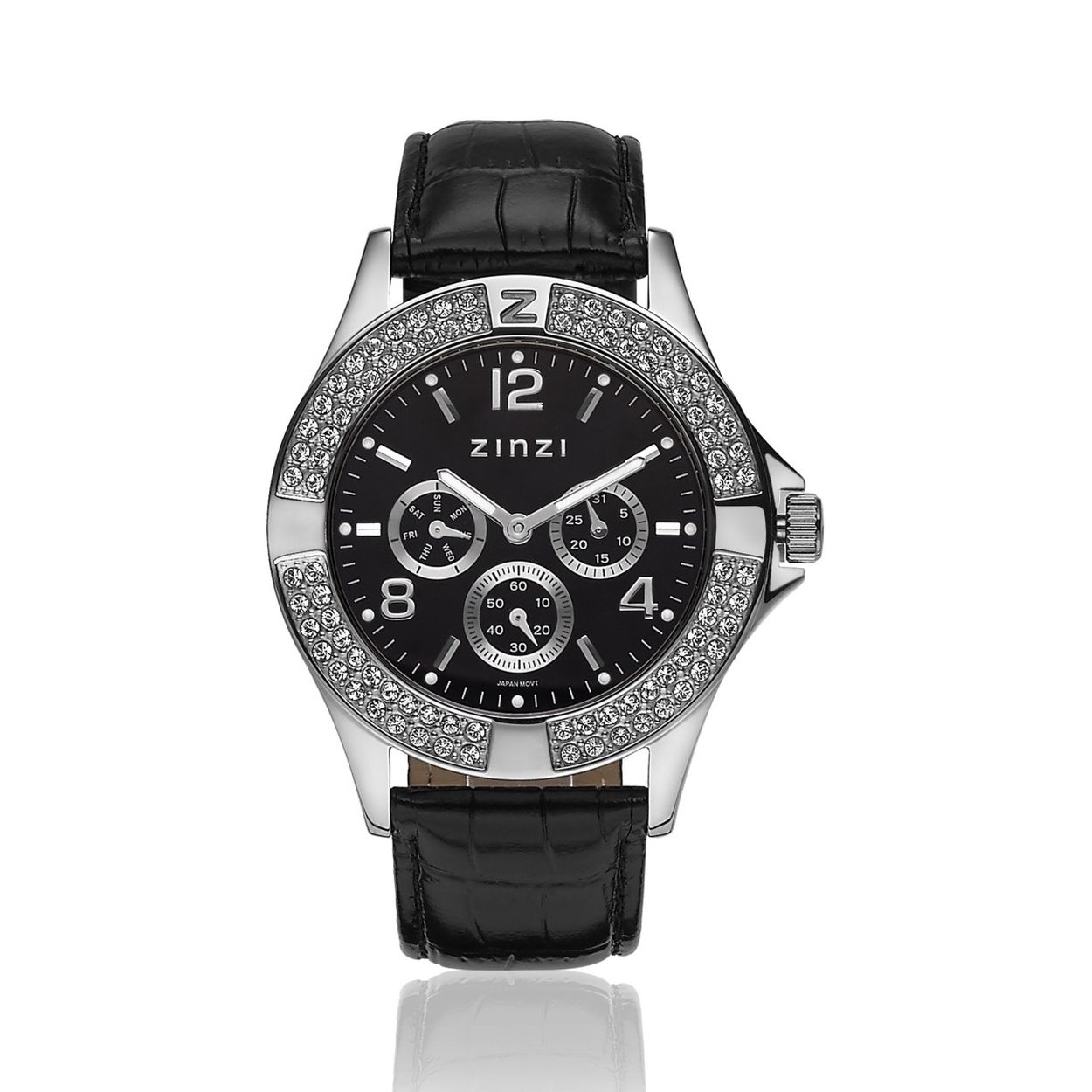 Zinzi horloge UNO2 dames 5 ATM 

Algemeen
Geslacht: dames
Model: UNO2

Voordelen
- band echt leer zwart
- wijzerplaat zwart met zilveren cijfers (arabisch)
- duidelijke tijdsweergave
- spat waterdicht: handenwassen, regen
- quartz
- maat kast 43mm (breedte) 9mm (dikte)