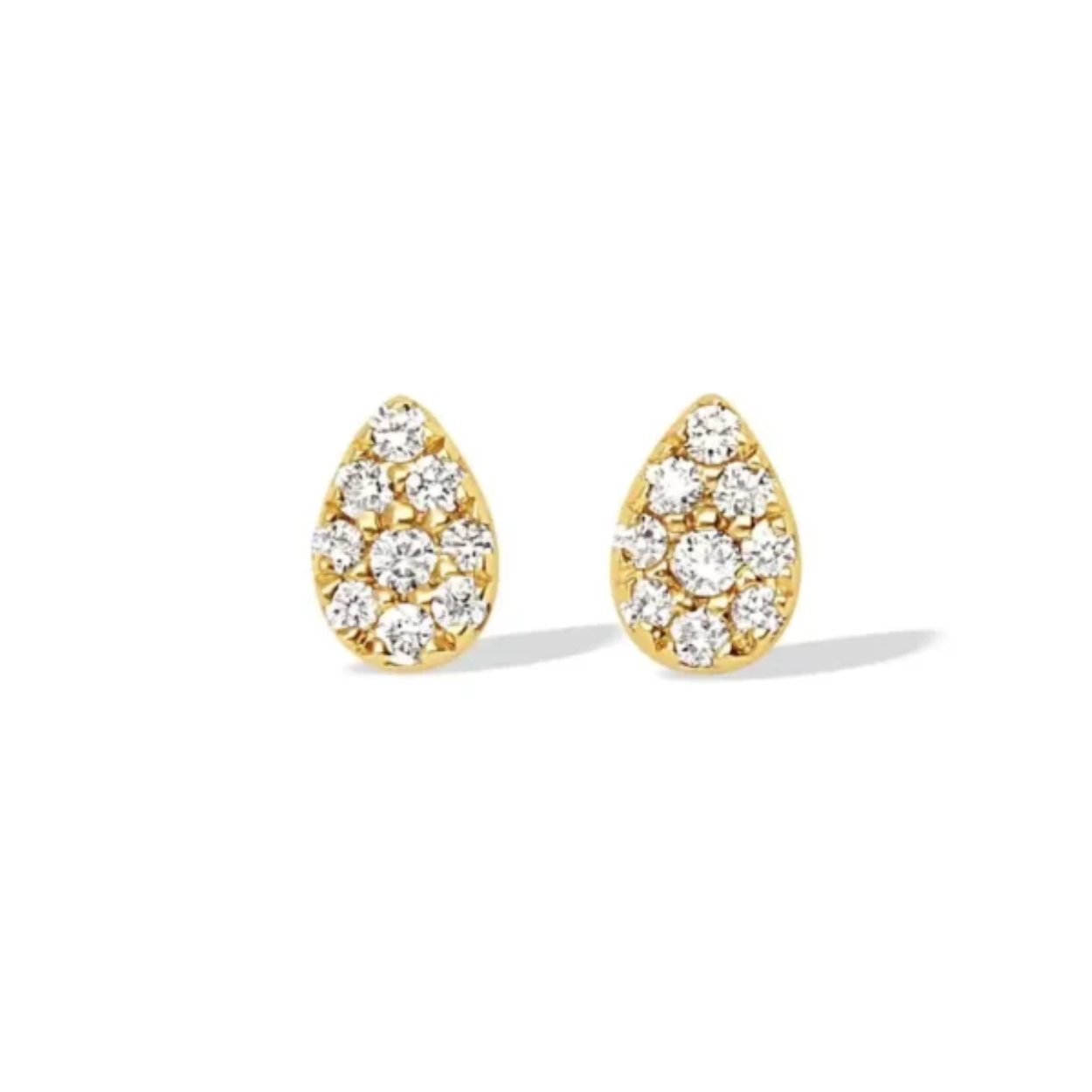 14kt. Geelgouden oorknoppen, peervorm 18x =0.08ct G/Si 