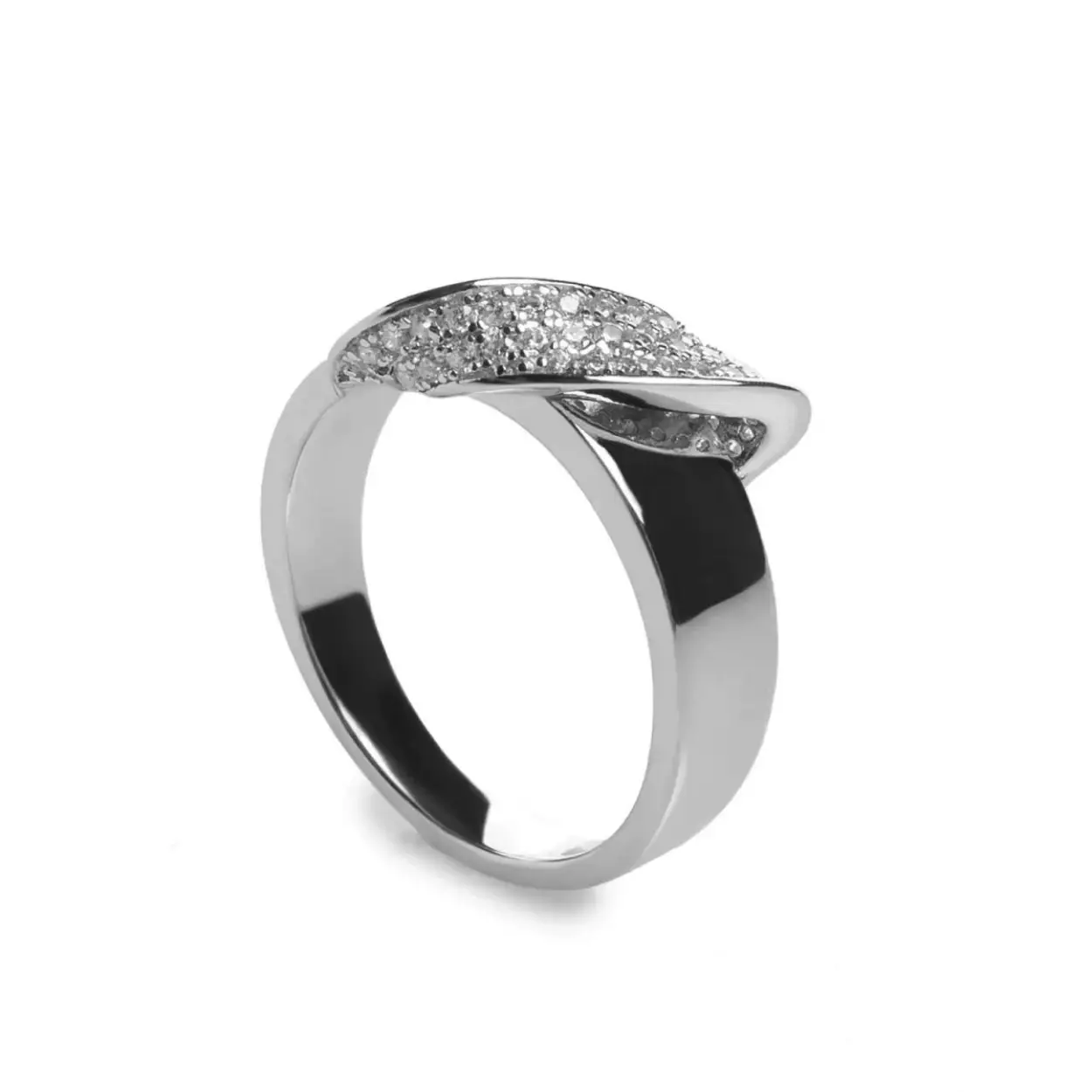Fine silver rings for women. A design as simple as it is elegant. Plain sterling silver fine rings with a white zirconia band design. Perfect to wear with the matching earrings and pendant.