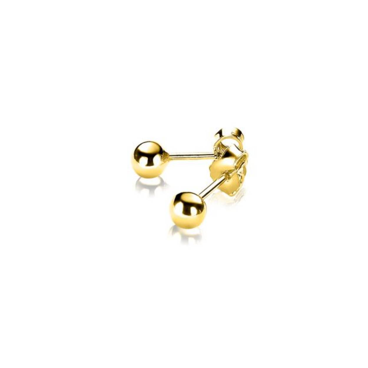 4mm ZINZI gold plated zilveren oorknoppen glad bol 