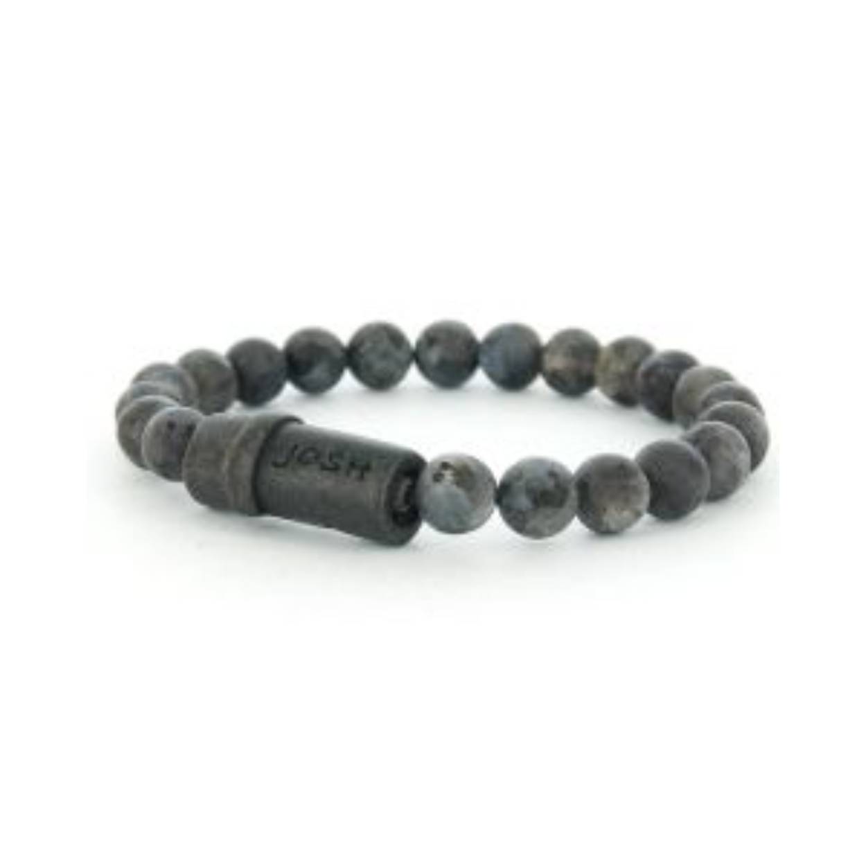 Josh armband verzilverd josh vintage black grey beads 09285-VB/MATGREY-L-1