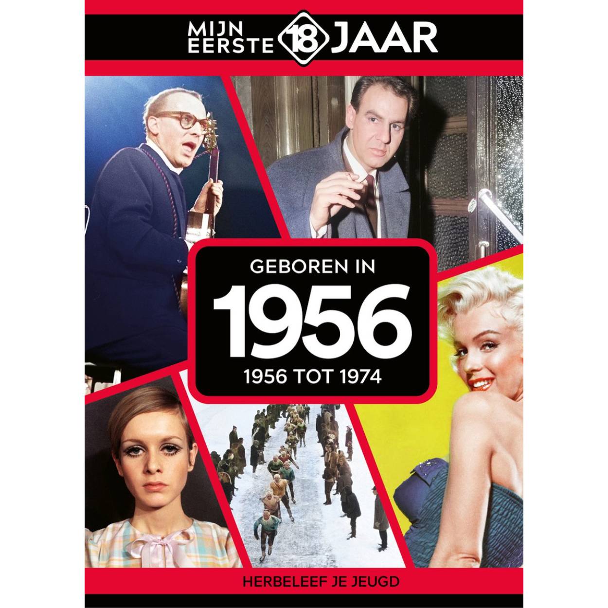 MIJN EERSTE 18 JAAR; GEBOREN IN 1956 De jaren van 1956 tot 1974 Mijn Eerste 18 Jaar is hét boek vol met ‘oh ja!’-momenten. Droom weg bij alle hoogtepunten uit jouw jeugd. Zo beleef je de meest spraakmakende momenten uit de eerste 18 jaar van jouw leven opnieuw. Aan welke hits, films en tv-programma’s heb je mooie herinneringen? Hoe was de mode toen, het straatbeeld en de rages? Welke sporthelden zijn je bijgebleven? En wat was het nieuws waar iedereen het over had? Mijn Eerste 18 Jaar staat boordevol jeugdsentiment. Met maar liefst 182 pagina’s aan kleurrijke foto’s, anekdotes en iconische beelden uit jouw jonge jaren. Ook hebben we per jaar de grootste hits voor je verzameld. Scan de code en beluister jouw hits. Begin met bladeren en herbeleef je jeugd