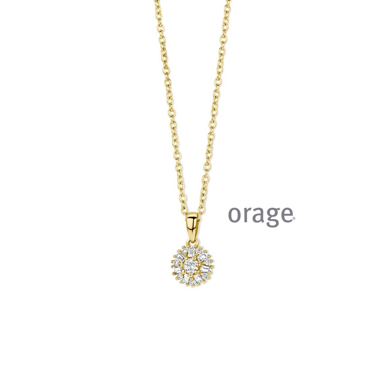 Orage - ketting met hanger verguld met zirkonia steentjes.