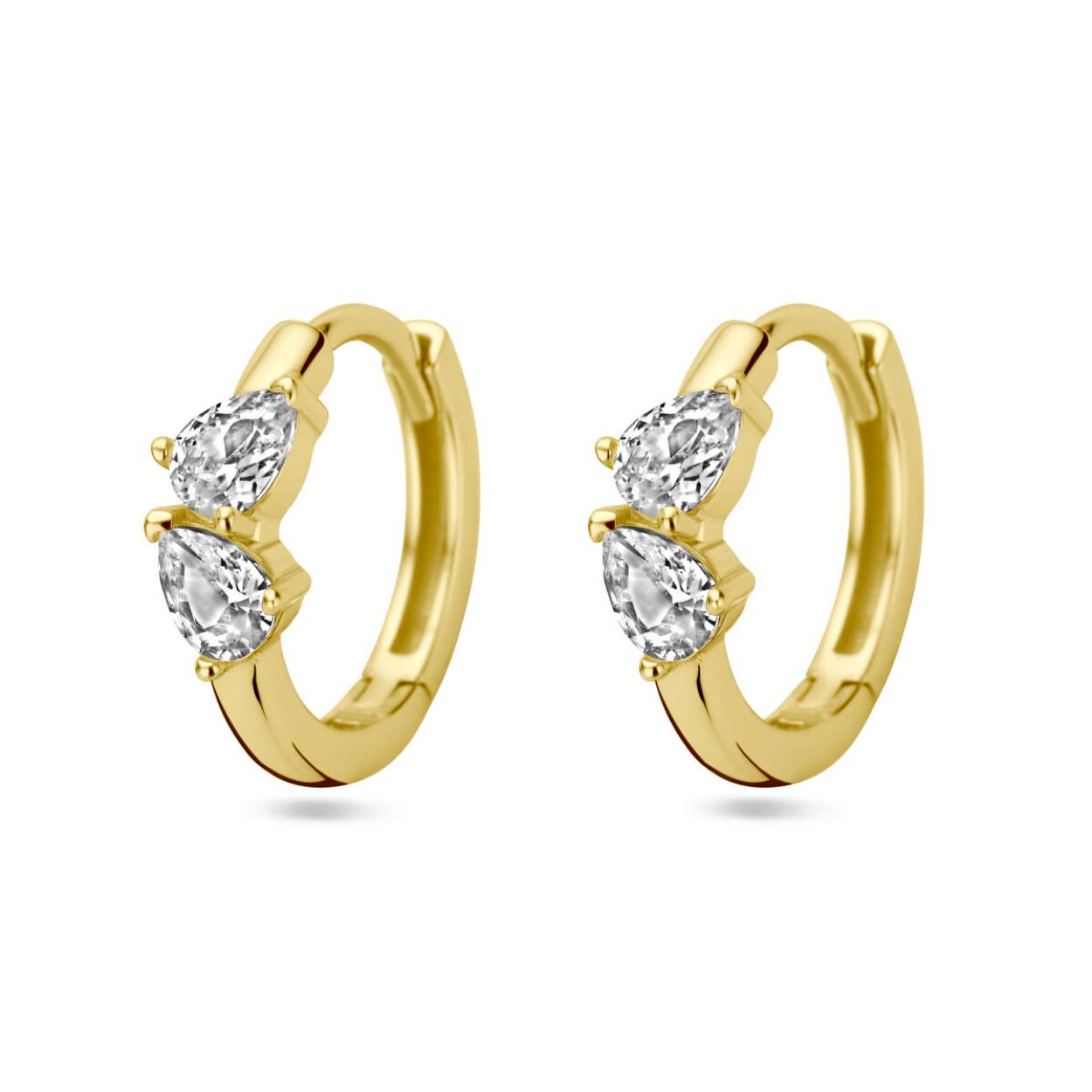 Zilver verguld klapcreool met zirkonia's 