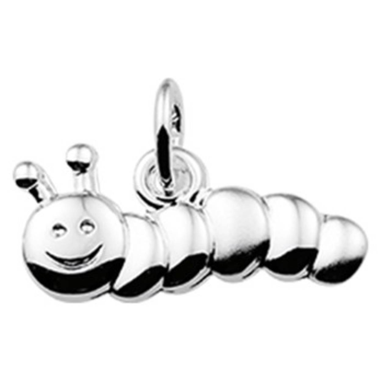 Zilveren bedel "rups". Leuk aan een zilveren collier of bedelarmband