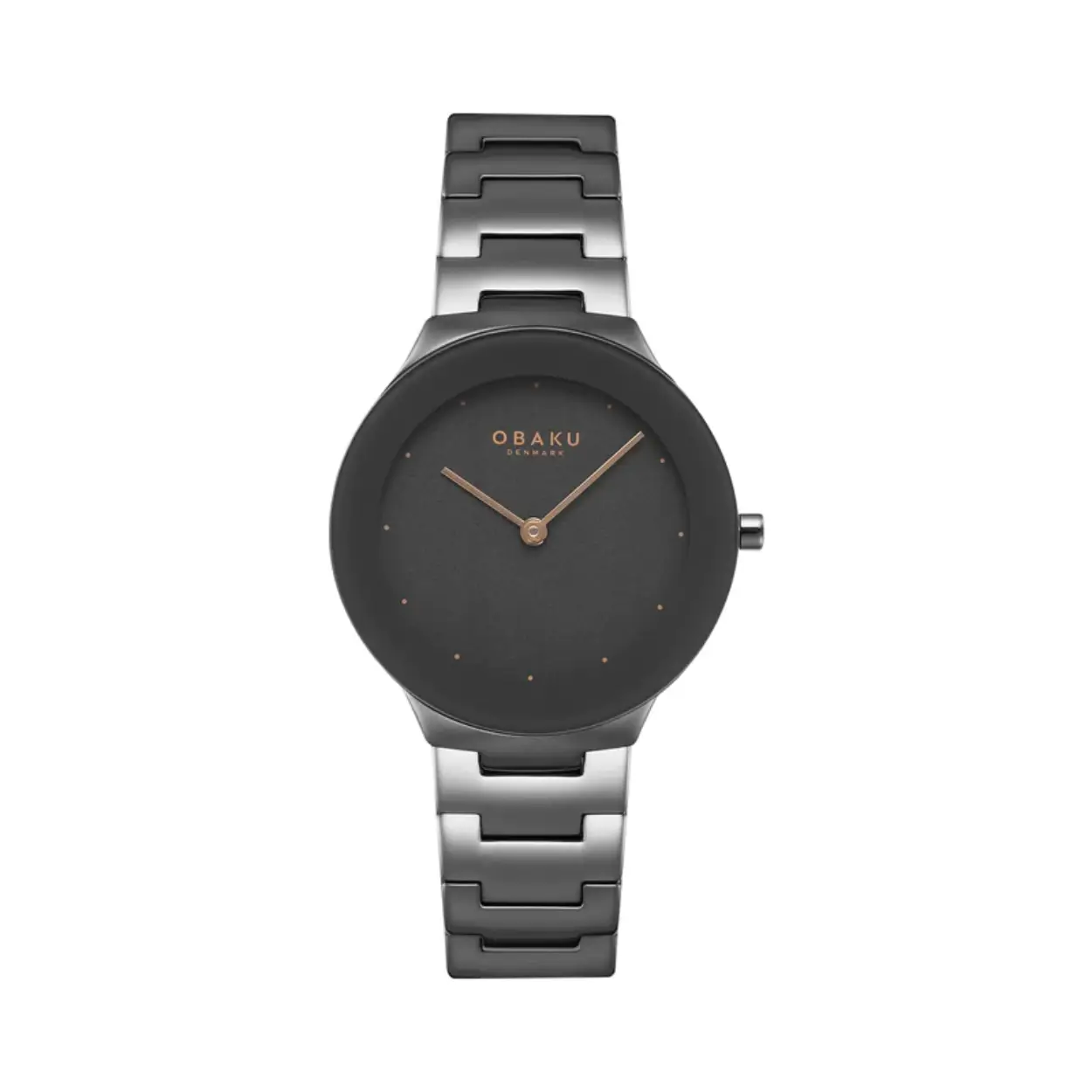 Verhoog je stijl met de SPEJL Lille Ash van Obaku. Dit dameshorloge heeft een donkerzwarte kast, armband en wijzerplaat, wat een vleugje verfijnde eenvoud aan je pols toevoegt. Het ultraslanke ontwerp en het krasbestendige saffierglas belichamen elegantie en duurzaamheid. Met zijn veelzijdige aantrekkingskracht en slanke esthetiek is de SPEJL Lille Ash de perfecte metgezel voor wie op zoek is naar tijdloze verfijning.