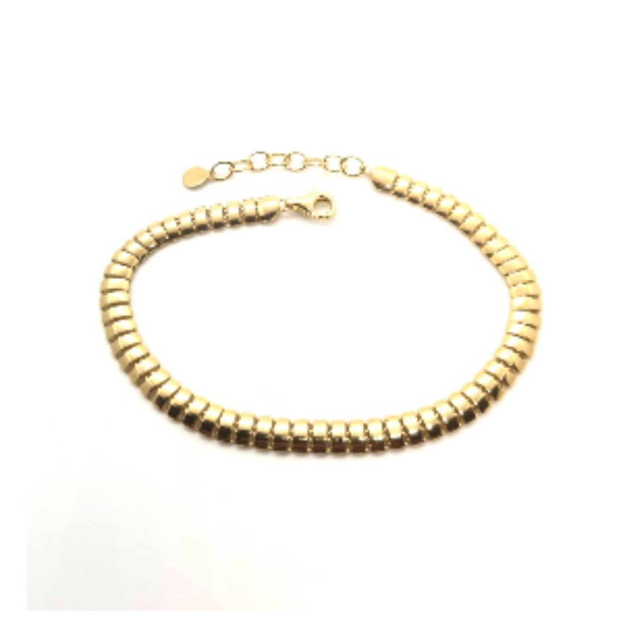 Gouden armband fantasie armband poli plaatjes 19cm met 3cm verlengoogjes