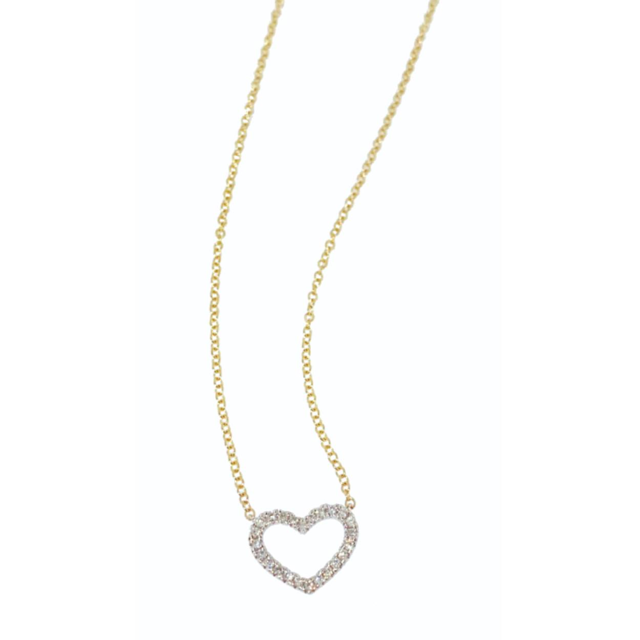 Geel gouden ketting met wit gouden hartje met briljant 0.2ct