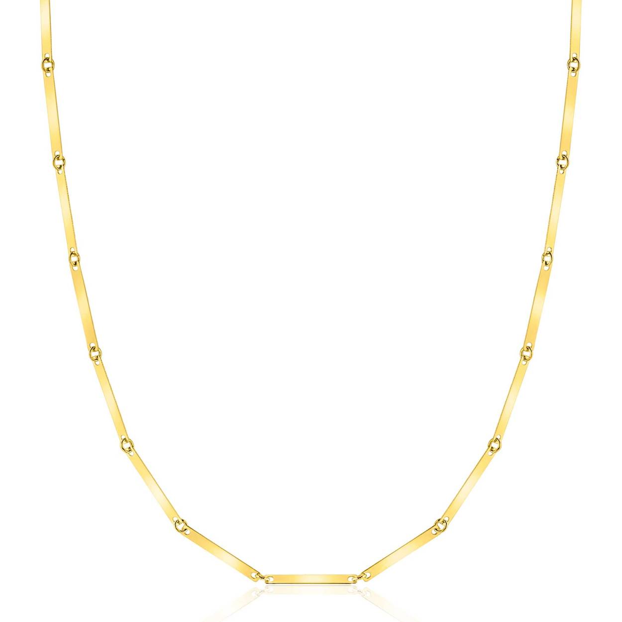 ZINZI Gold 14 krt gouden massieve ketting met langwerpige glanzende staafjes 1,6mm breed 45cm ZGC491
