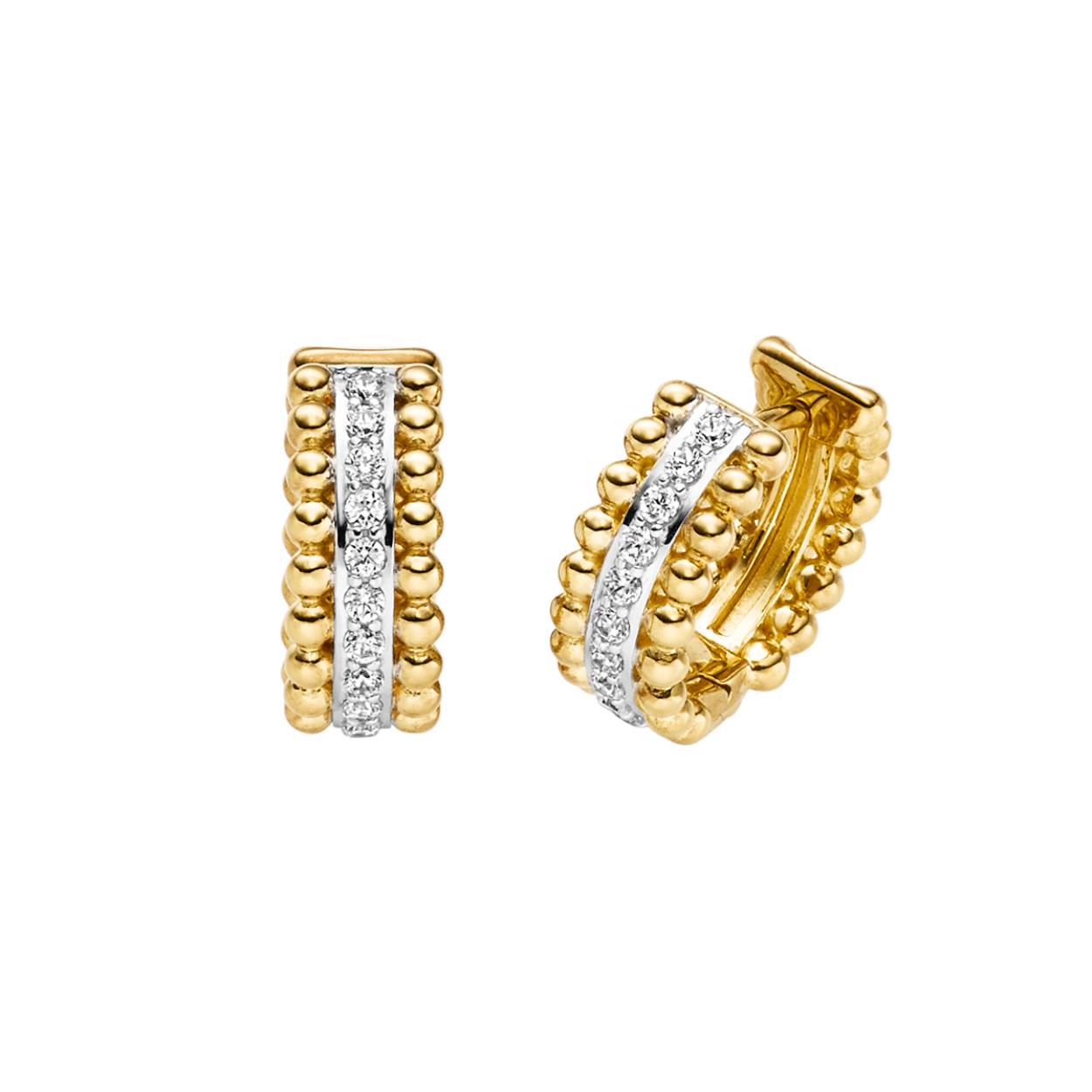 Prachtige zilveren oorsieraden met een gold plating en zirkonia. Combineer deze met een bijpassend collier en ring.