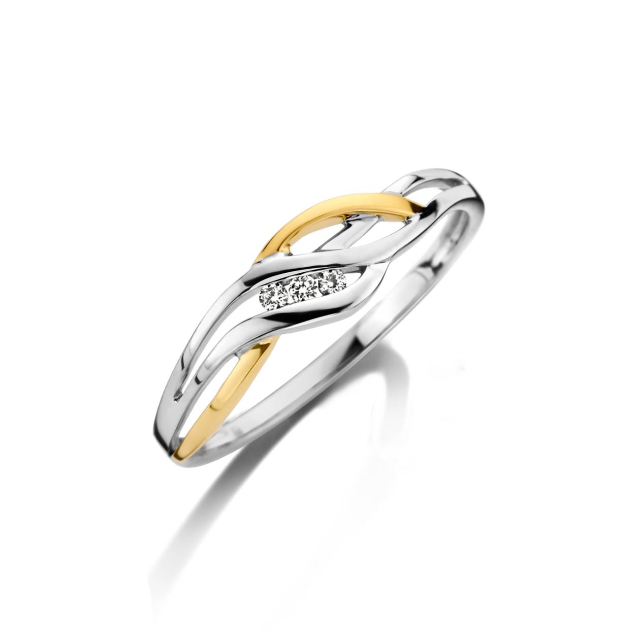 Ring bicolor 18kt 0.03ct brilj