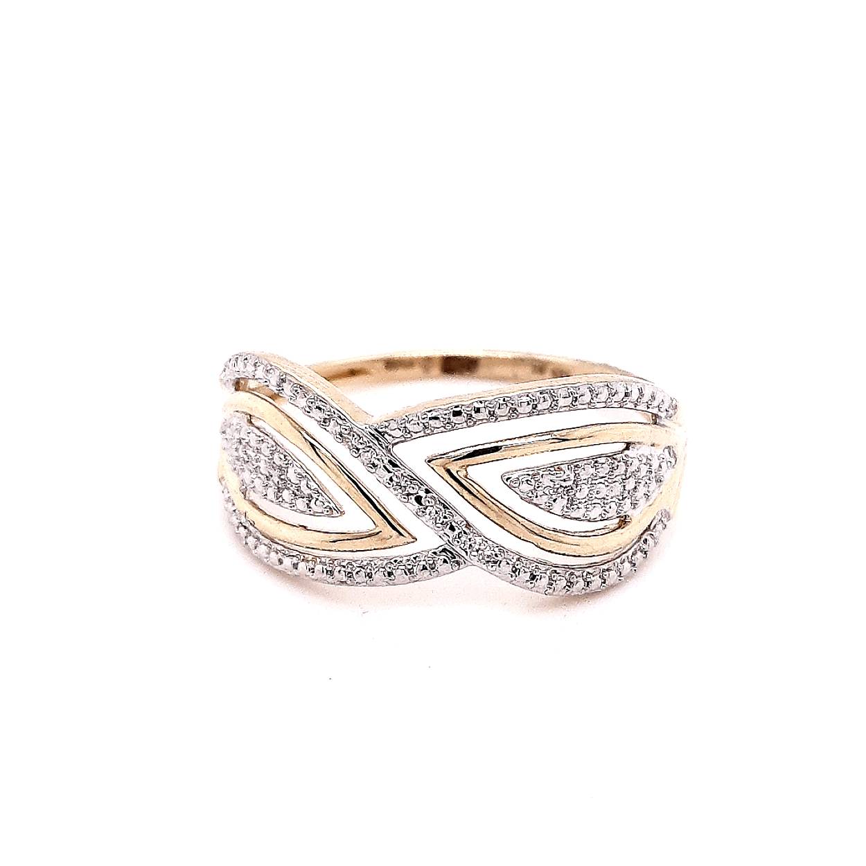 bicolor gouden ring met 0,01 crt diamant H SI maat 56