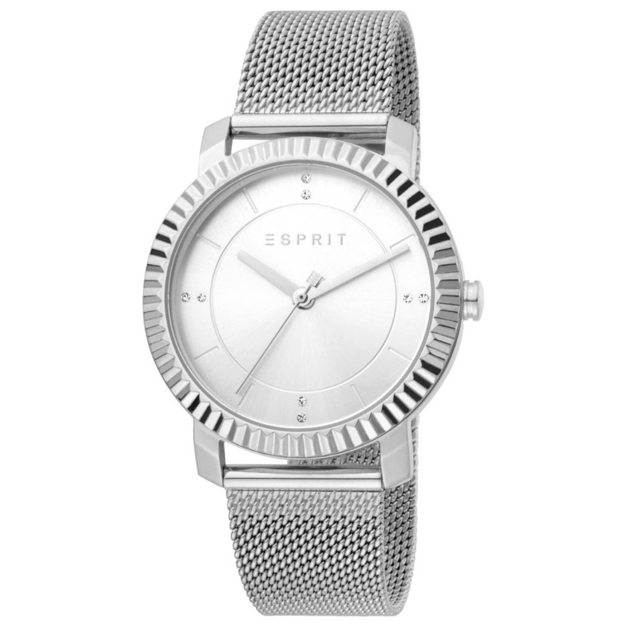 Dit dames horloge is van het merk Esprit. Het is een quartz horloge met een band gemaakt van RVS. De diameter van de kast is 36mm