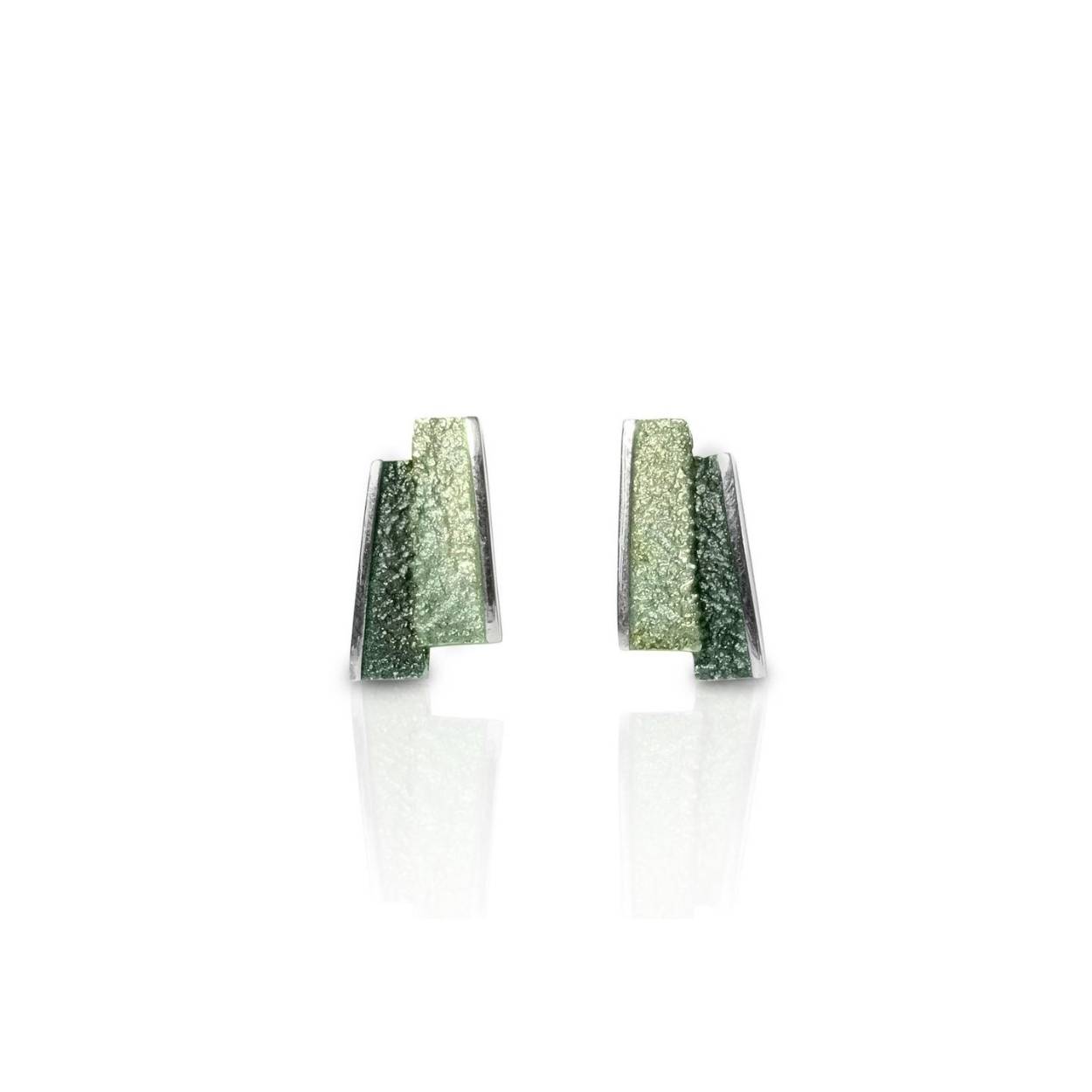 Arior Barcelona - Zilveren oorstekers, Emerald-Green Troia Small 7, maat: 18x9mm - 1143913XPP