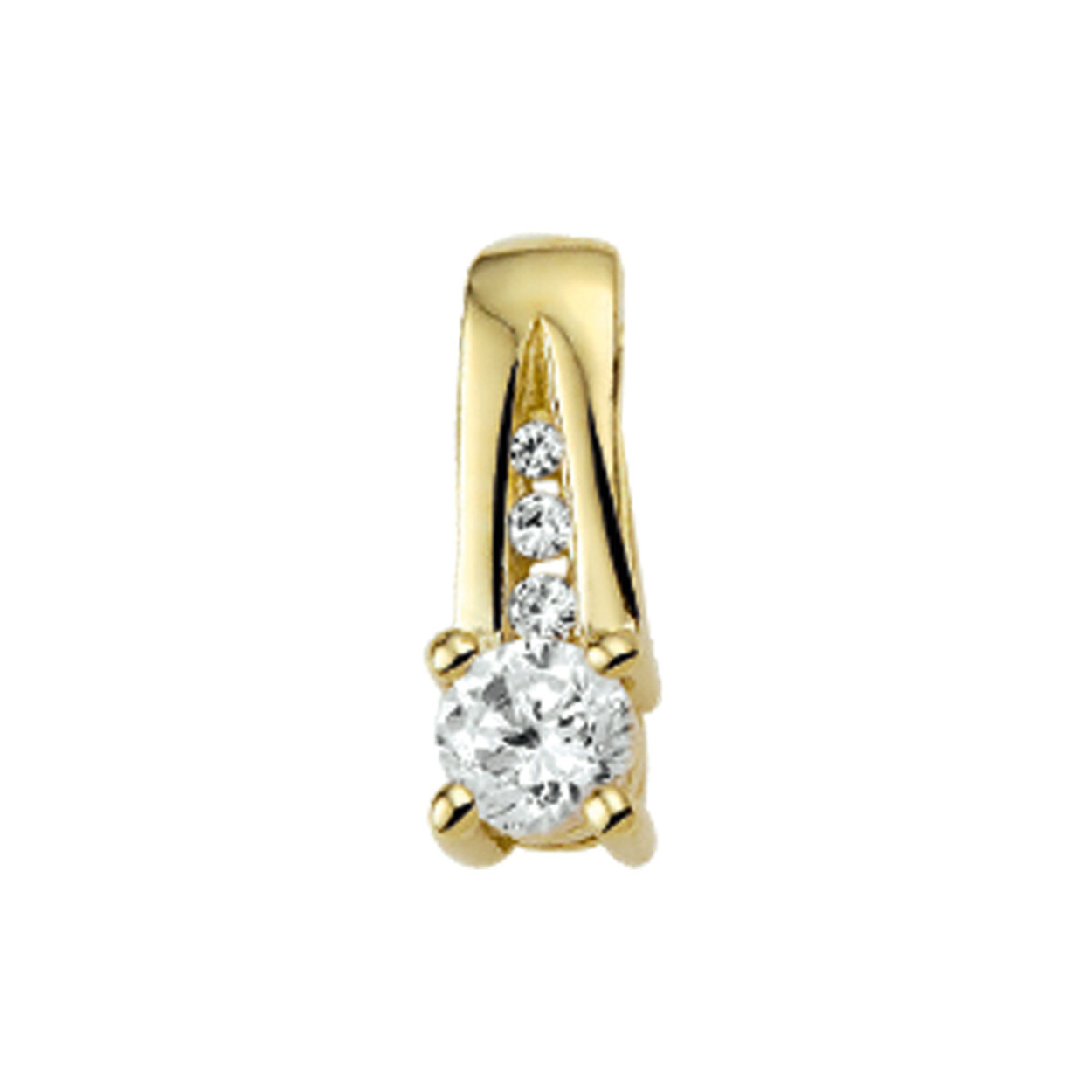 14 karaat gouden hanger met zirkonia