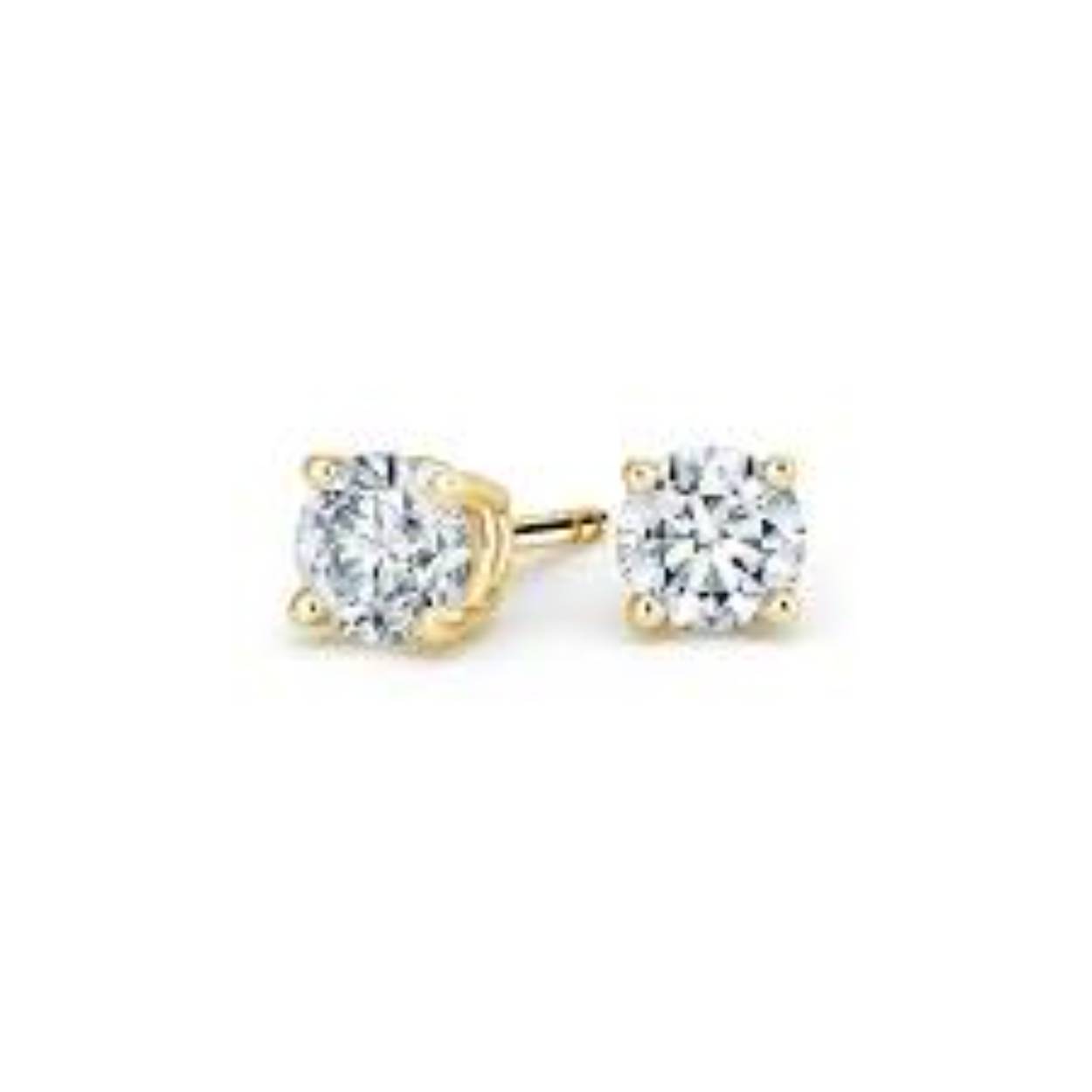 14k geelgouden solitaire oorsteker met diamant van 0.45 caraat totaal